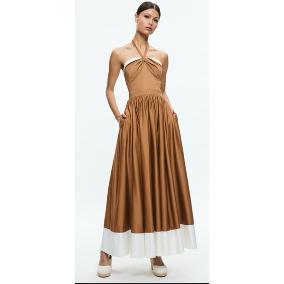 NWT Alice + Olivia BEATRIX SWEETHEART TIE NECK DRESS Size 2 $595